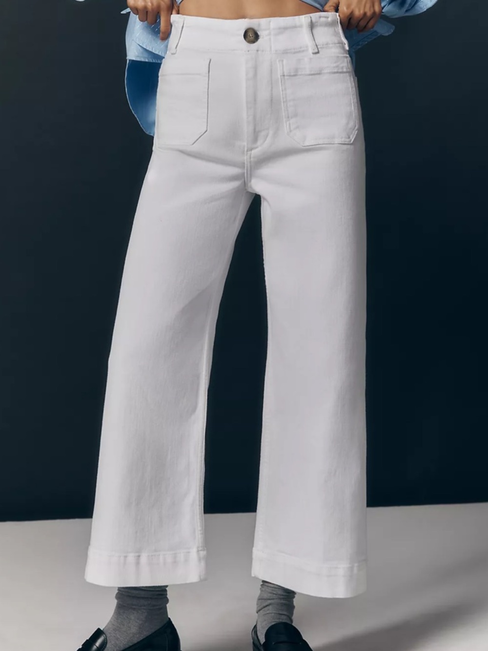 NWT Maeve Colette High-Rise Wide-Leg Cropped Jeans White 25